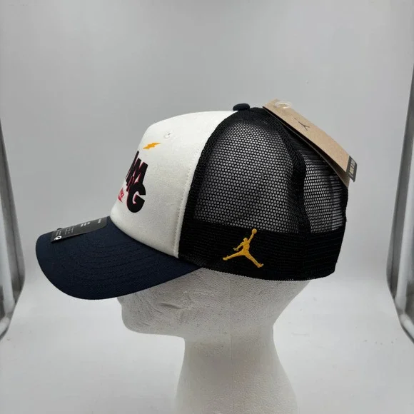 Nike Jordan Rise Cap Trucker Hat White Black Navy Mesh M L "Jammin Frequency" - Picture 4 of 10